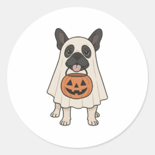 Französischer Bulldog Halloween-Hund Ghost Runder Aufkleber