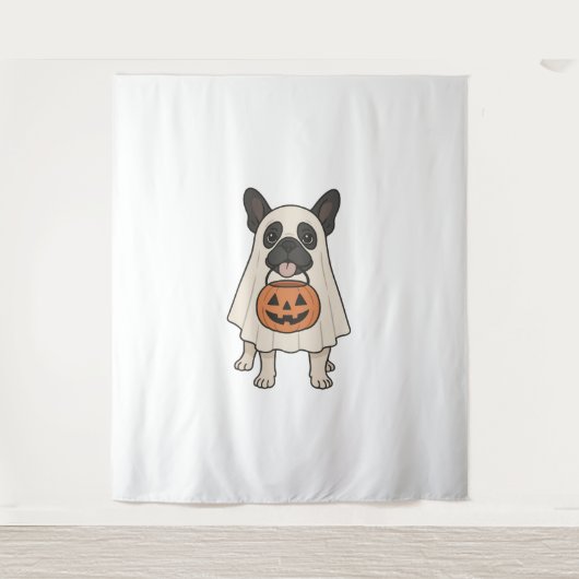 Französischer Bulldog Halloween-Hund Ghost Wandteppich (Vorderseite)
