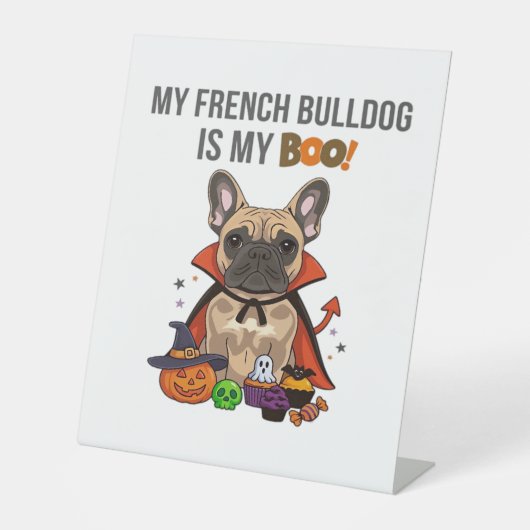 Französischer Bulldog Halloween Kostüm Mein Franzö Sockelschild (Vorderseite)