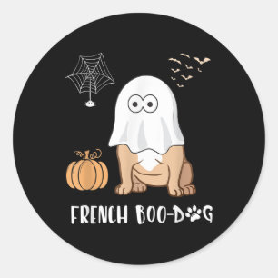 Französischer Bulldog Halloween Niedlich Boo-Dog 2 Runder Aufkleber