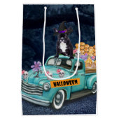 Französischer Bulldog Halloween Truck Beängstigend Mittlere Geschenktüte (Rückseite)