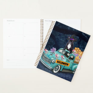 Französischer Bulldog Halloween Truck Beängstigend Planer