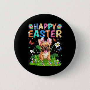 Französischer Bulldog Happy Easter Egg Hunt Bunny  Button