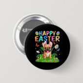Französischer Bulldog Happy Easter Egg Hunt Bunny  Button (Vorne & Hinten)