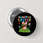 Französischer Bulldog Happy Easter Egg Hunt Bunny  Button (Vorne & Hinten)