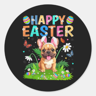 Französischer Bulldog Happy Easter Egg Hunt Bunny  Runder Aufkleber