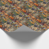 Französischer Bulldog Herbsternte Erntedank Geschenkpapier (Ecke)