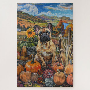 Französischer Bulldog Herbsternte Erntedank Puzzle