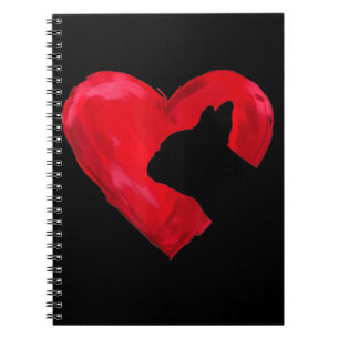 Französischer Bulldog Herz Silhouette Valentinstag Notizblock