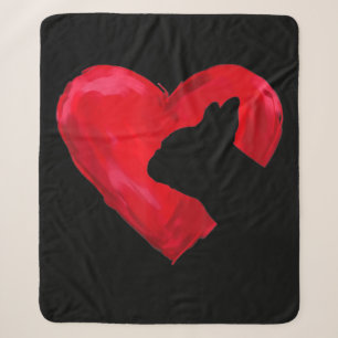 Französischer Bulldog Herz Silhouette Valentinstag Sherpadecke