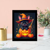Französischer Bulldog Hexenkürbis Halloween Mens W Acrylschild (Hochzeit)