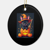 Französischer Bulldog Hexenkürbis Halloween Mens W Keramik Ornament (Links)