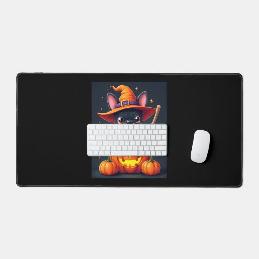 Französischer Bulldog Hexenkürbis Halloween Mens W Schreibtischunterlage (Tastatur & Maus)