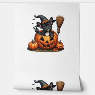 Französischer Bulldog Hexenkürbis Halloween Mens W Tapete