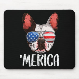Französischer Bulldog-Hund 4. Juli Amerikanische F Mousepad