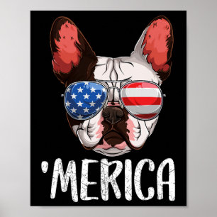 Französischer Bulldog-Hund 4. Juli Amerikanische F Poster