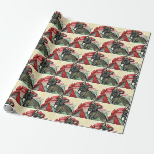 Französischer Bulldog Hund Art Weihnachtswrapping  Geschenkpapier