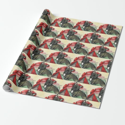 Französischer Bulldog Hund Art Weihnachtswrapping Geschenkpapier (Ungerollt)