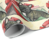 Französischer Bulldog Hund Art Weihnachtswrapping  Geschenkpapier (Rolleneckpunkt)