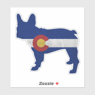 Französischer Bulldog Hund bricht Colorado Flag Aufkleber