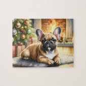 Französischer Bulldog Hund Festive Welpe Weihnacht Puzzle (Horizontal)