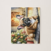Französischer Bulldog Hund Festive Welpe Weihnacht Puzzle (Vertikal)