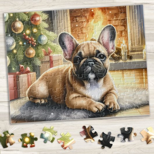 Französischer Bulldog Hund Festive Welpe Weihnacht Puzzle