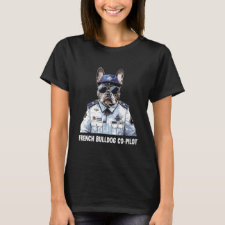 Französischer Bulldog-Hund-Flying-Airline-Pilot Ki T-Shirt