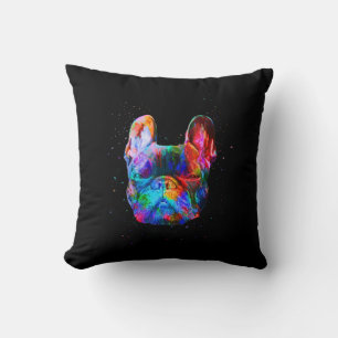 Französischer Bulldog Hund Geometric Color Splash Kissen