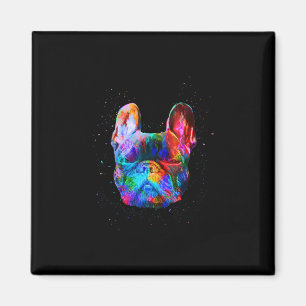 Französischer Bulldog Hund Geometric Color Splash  Magnet