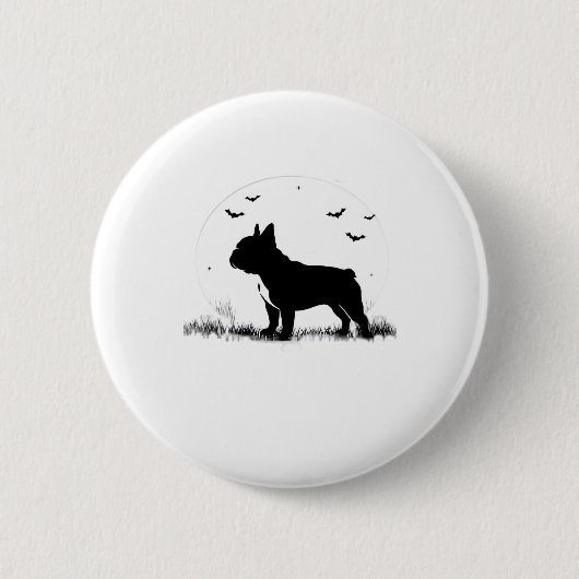 Französischer Bulldog Hund � Halloween Moon Silhou Button (Vorderseite)