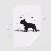 Französischer Bulldog-Hund - Halloween-Silhouette Golfhandtuch (Insitu)