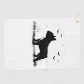 Französischer Bulldog-Hund - Halloween-Silhouette Golfhandtuch (Horizontal)