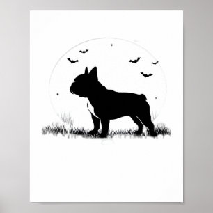 Französischer Bulldog-Hund - Halloween-Silhouette  Poster