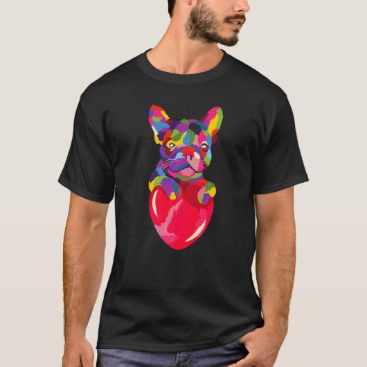 Französischer Bulldog Hund Herz Frenchie T-Shirt (Vorderseite)