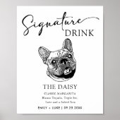 Französischer Bulldog Hund Hochzeit Signature Drin Poster (Vorne)