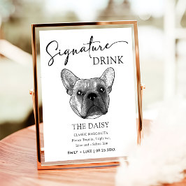 Französischer Bulldog Hund Hochzeit Signature Drin Poster