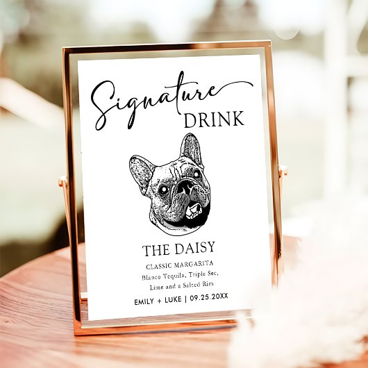 Französischer Bulldog Hund Hochzeit Signature Drin Poster