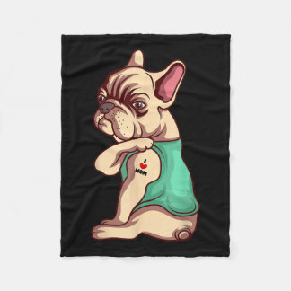 Französischer Bulldog Hund I Liebe Mama Tattoo Lov Fleecedecke