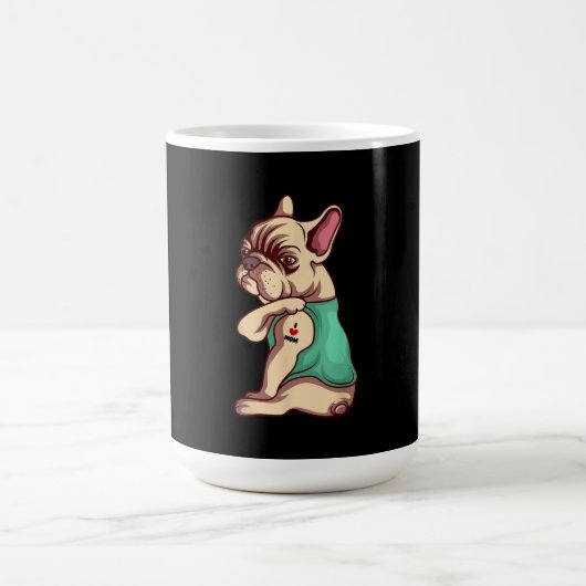 Französischer Bulldog Hund I Liebe Mama Tattoo Lov Kaffeetasse (Mittel)