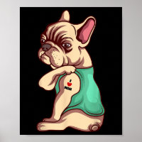 Französischer Bulldog Hund I Liebe Mama Tattoo Lov