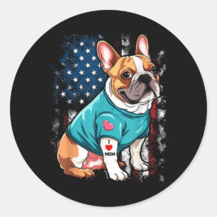 Französischer Bulldog Hund I Liebe Mama Tattoo Lov Runder Aufkleber