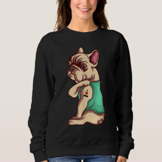 Französischer Bulldog Hund I Liebe Mama Tattoo Lov Sweatshirt