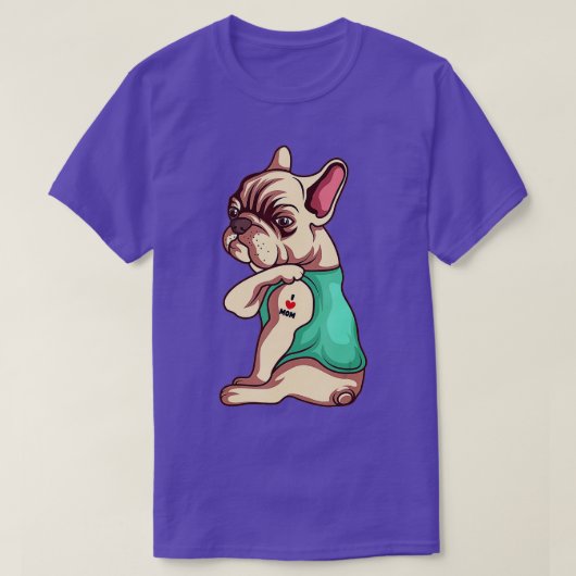 Französischer Bulldog Hund I Liebe Mama Tattoo Lov T-Shirt (Design vorne)