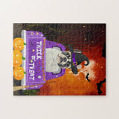 Französischer Bulldog-Hund im Halloween-Lkw Puzzle (Horizontal)