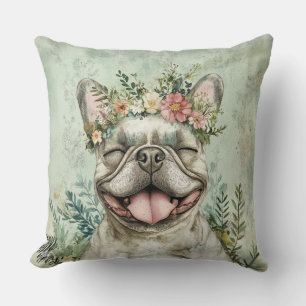 Französischer Bulldog Hund Lover Green Kissen