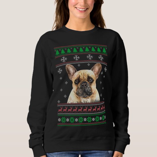 Französischer Bulldog Hund Lover Ugly Christmas Sw Sweatshirt (Vorderseite)