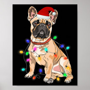 Französischer Bulldog Hund Lover Weihnachtsbaum Li Poster