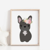 Französischer Bulldog Hund mit Blume Crown Kids Po Poster