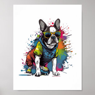 Französischer Bulldog-Hund-Mops für einen Hundebes Poster